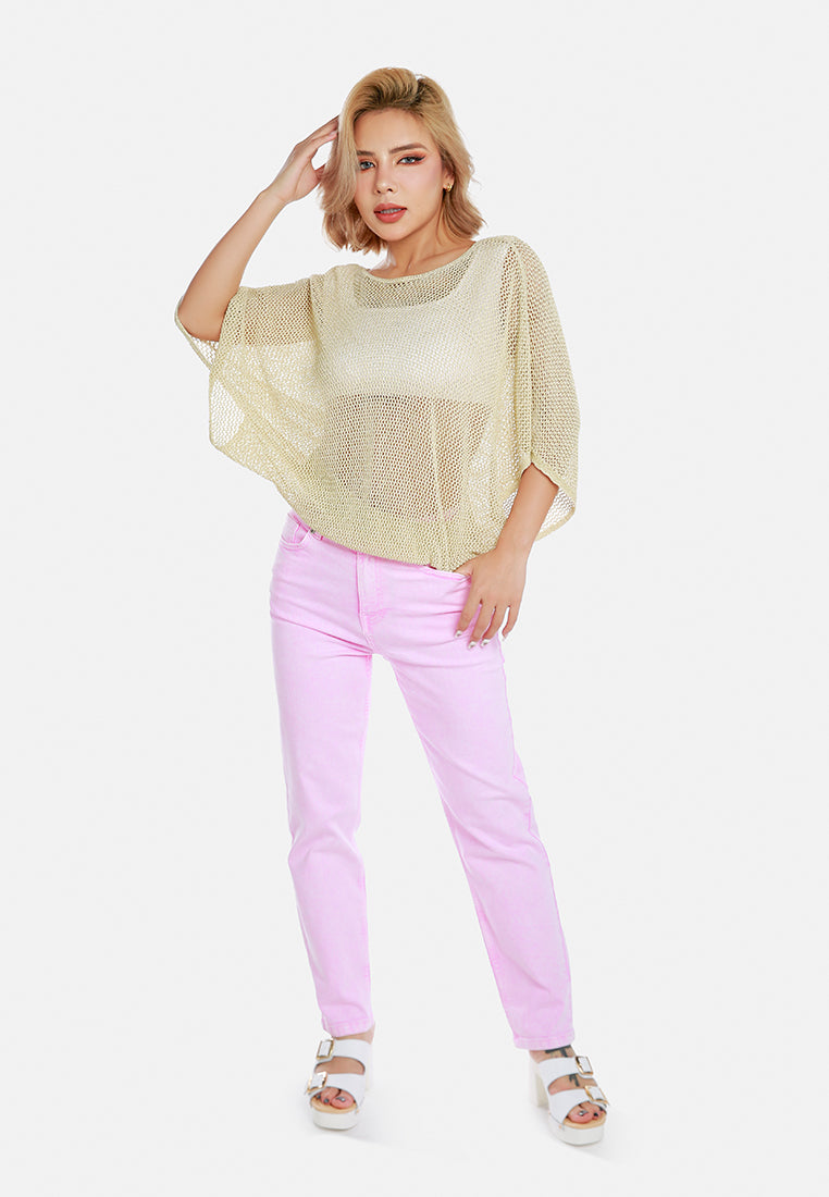 Knitted Sheer Top#color_cream