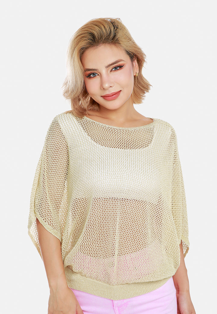 Knitted Sheer Top#color_cream