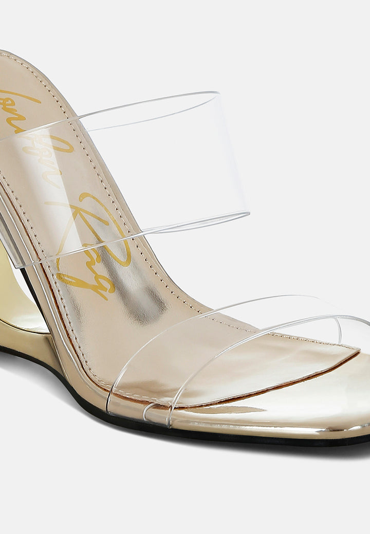 women fantasy wedge heel clear sandals#color_gold