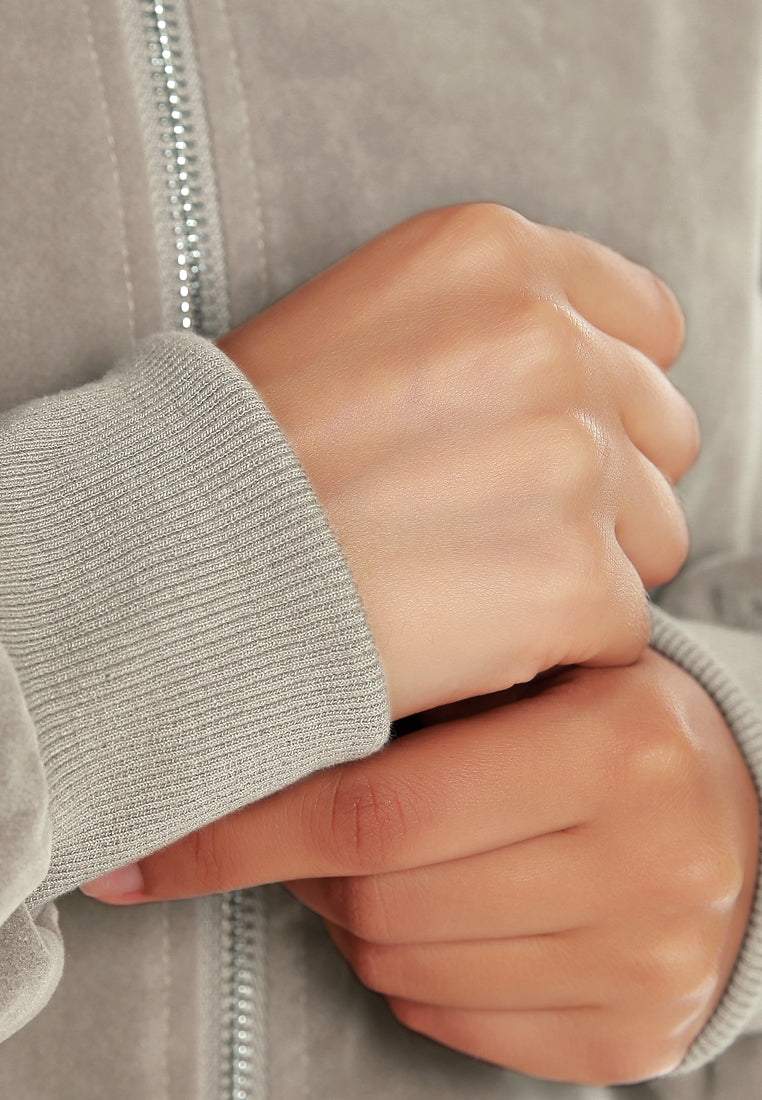 Women Zipper Detail Bomber Jacket