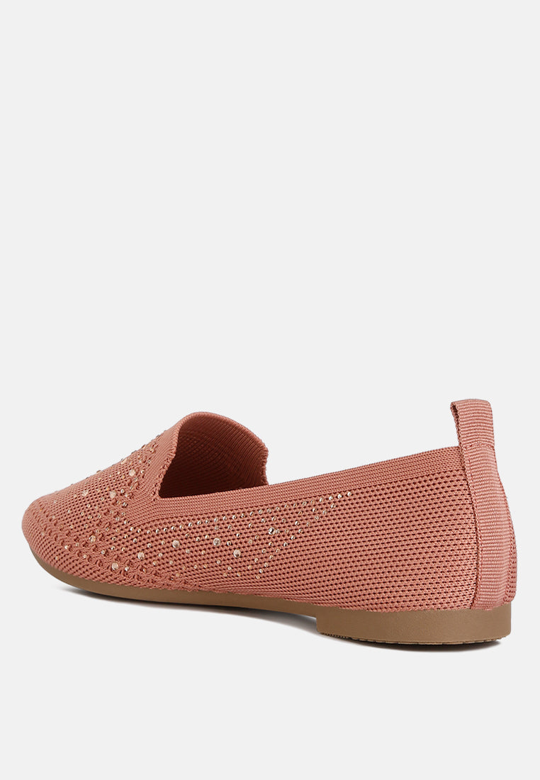 women rhinestone embellished pull tab loafers#color_pink