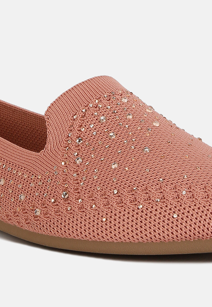 women rhinestone embellished pull tab loafers#color_pink