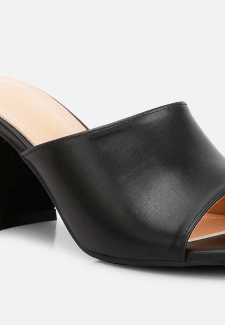 women block heel slip on sandals#color_black