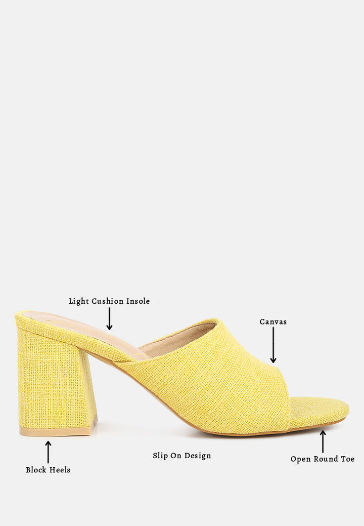 women block heel slip on sandals#color_yellow