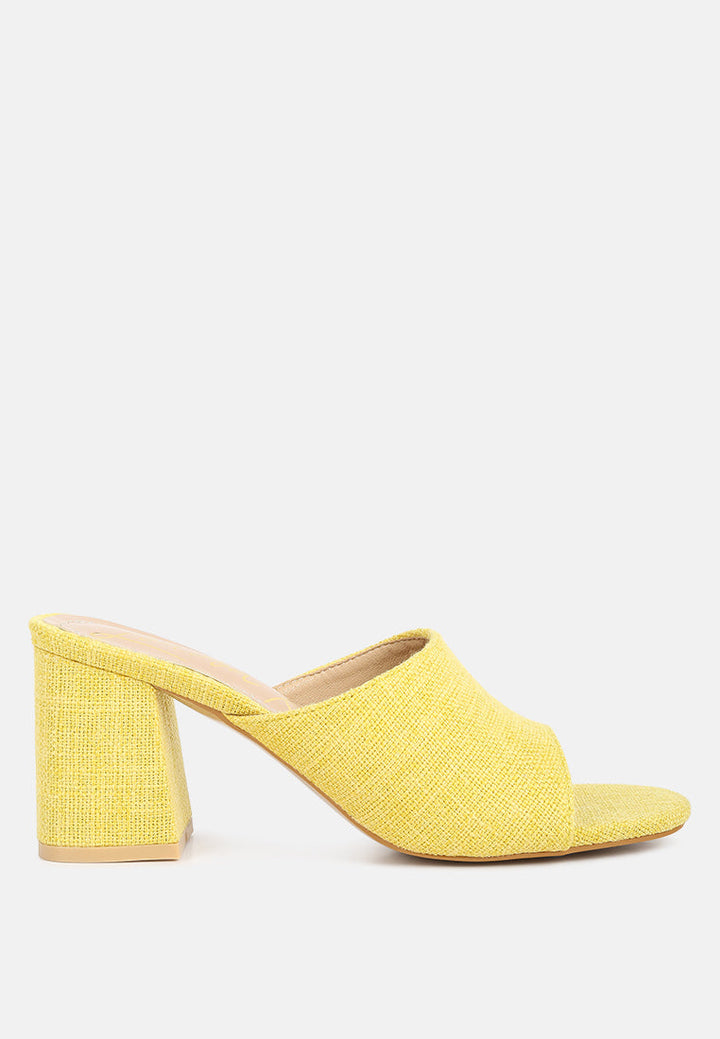 women block heel slip on sandals#color_yellow