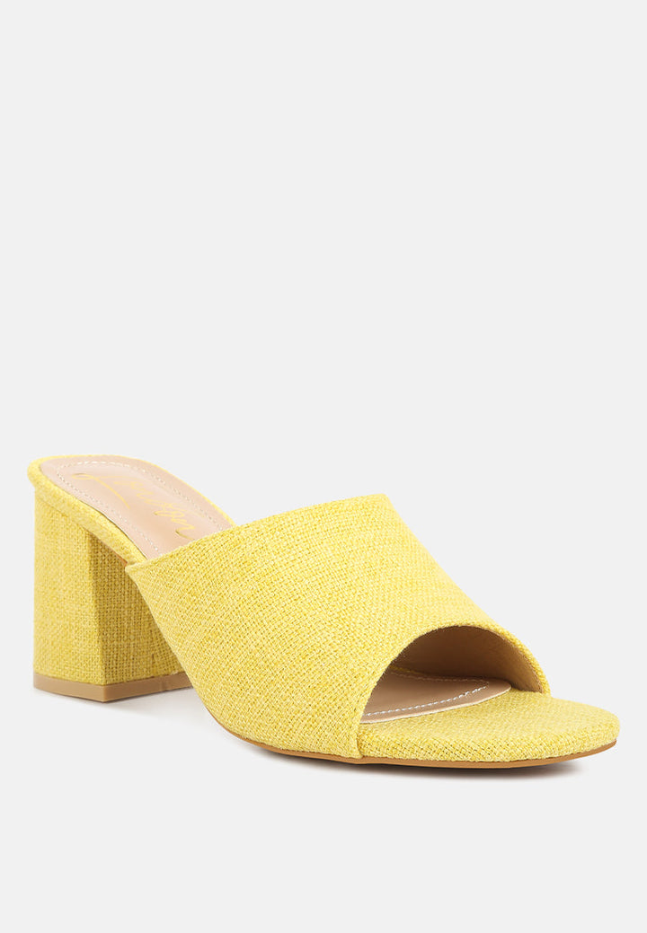 women block heel slip on sandals#color_yellow