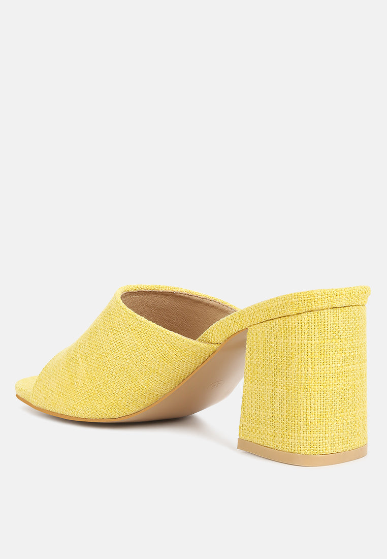women block heel slip on sandals#color_yellow