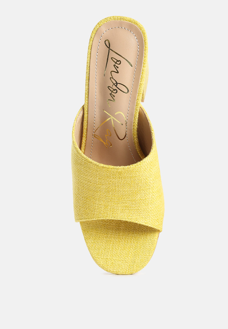 women block heel slip on sandals#color_yellow