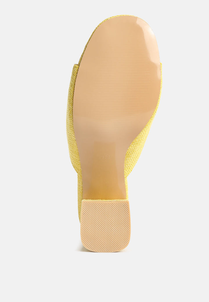 women block heel slip on sandals#color_yellow