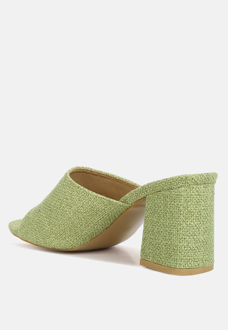 women block heel slip on sandals#color_green