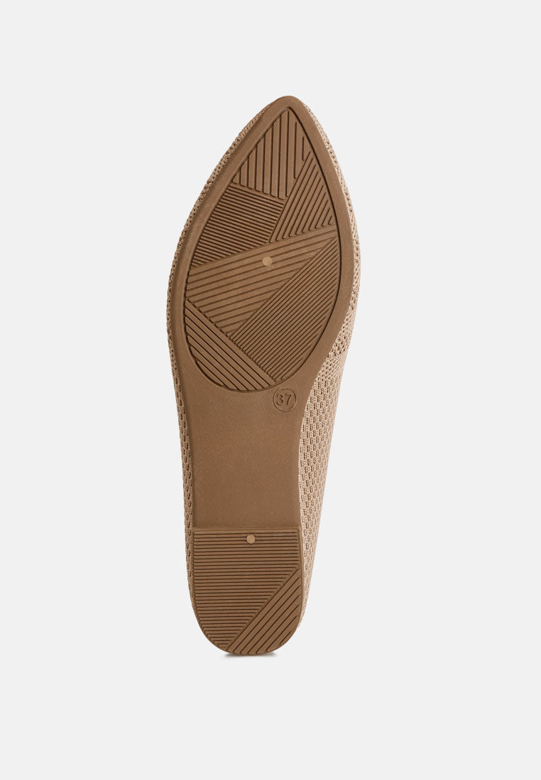 women knit textile solid flats#color_beige