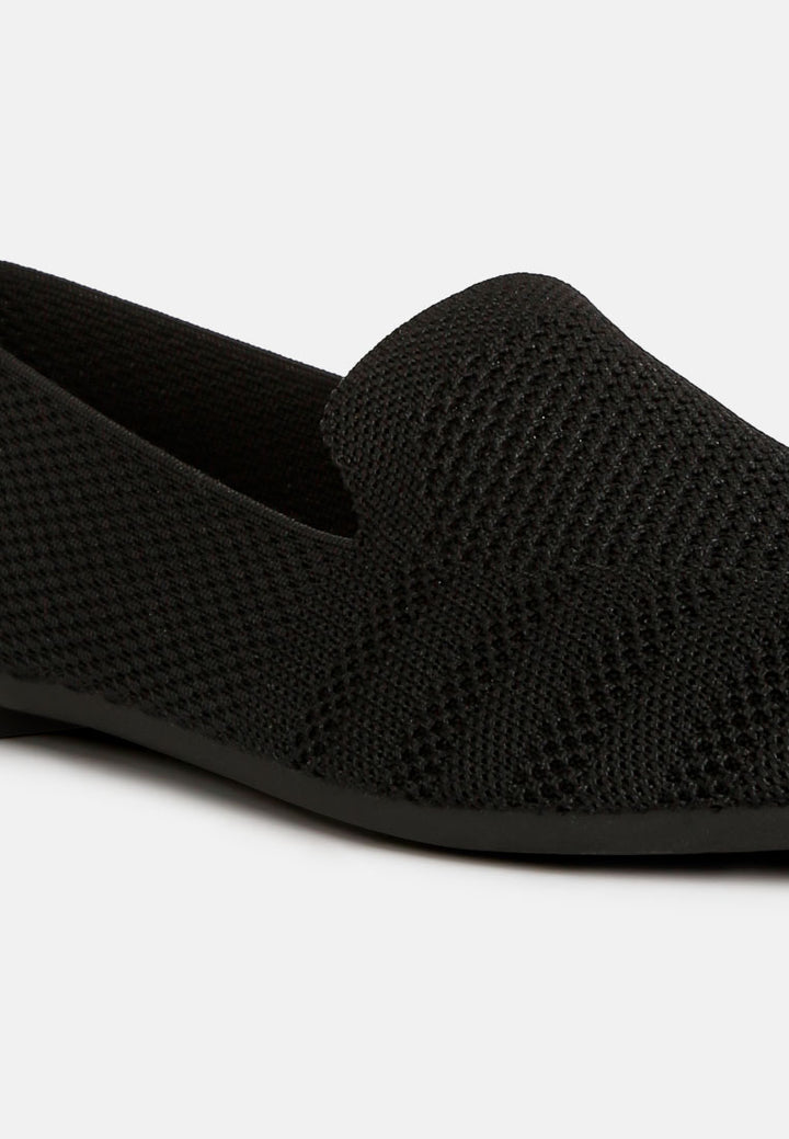 women knit textile solid flats#color_black