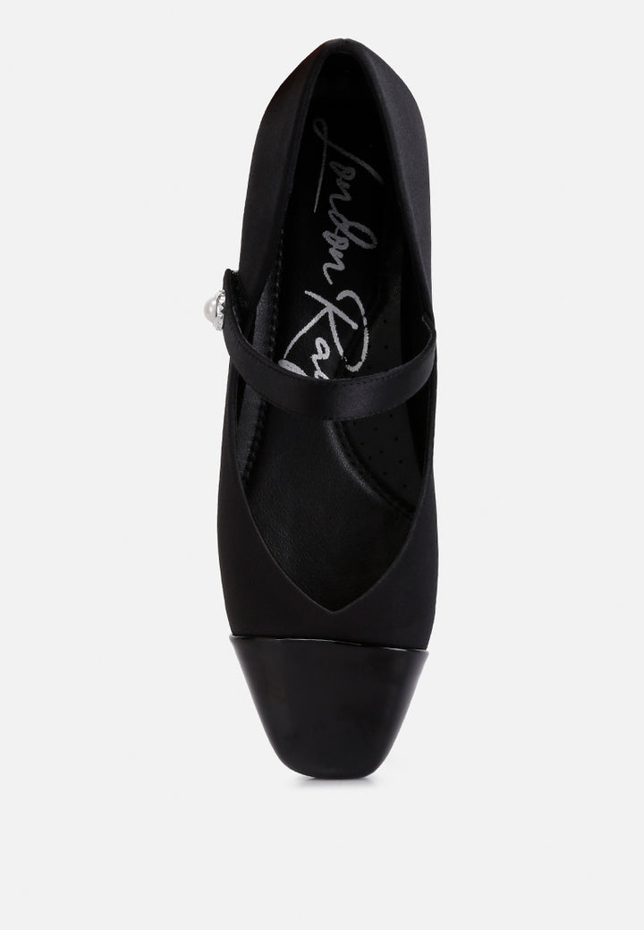 women patent toe cap satin mary jane ballerina#color_black
