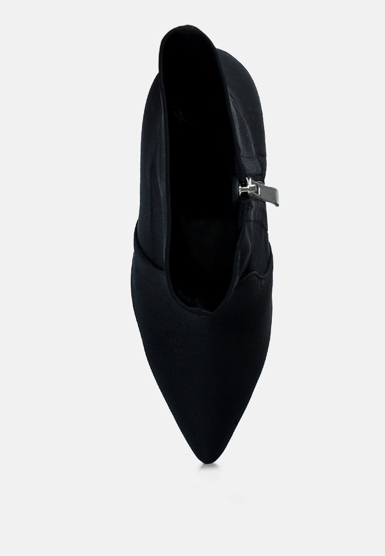 women ankle lycra block heeled boots#color_black