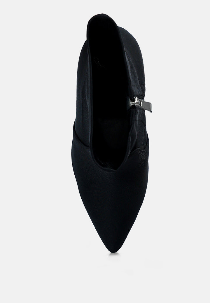 women ankle lycra block heeled boots#color_black