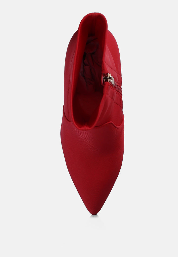 women ankle lycra block heeled boots#color_red