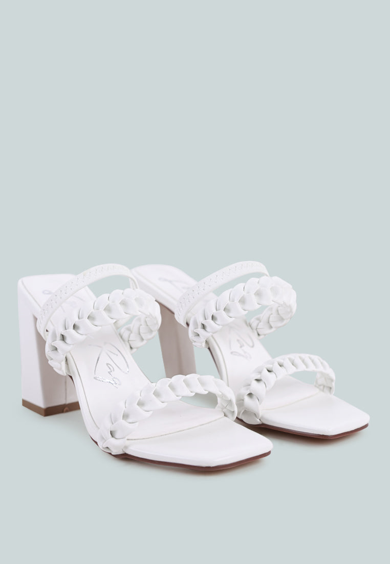 women woven strap casual block sandals#color_white