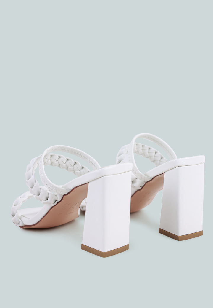 women woven strap casual block sandals#color_white