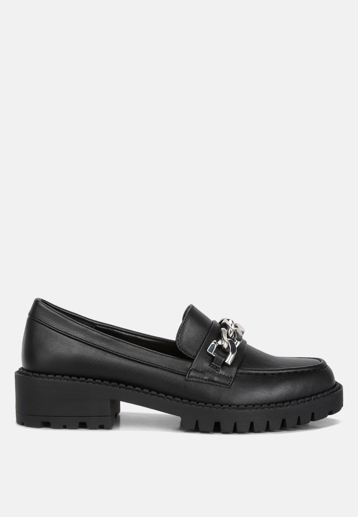 Women Chunky Block Heel Loafers