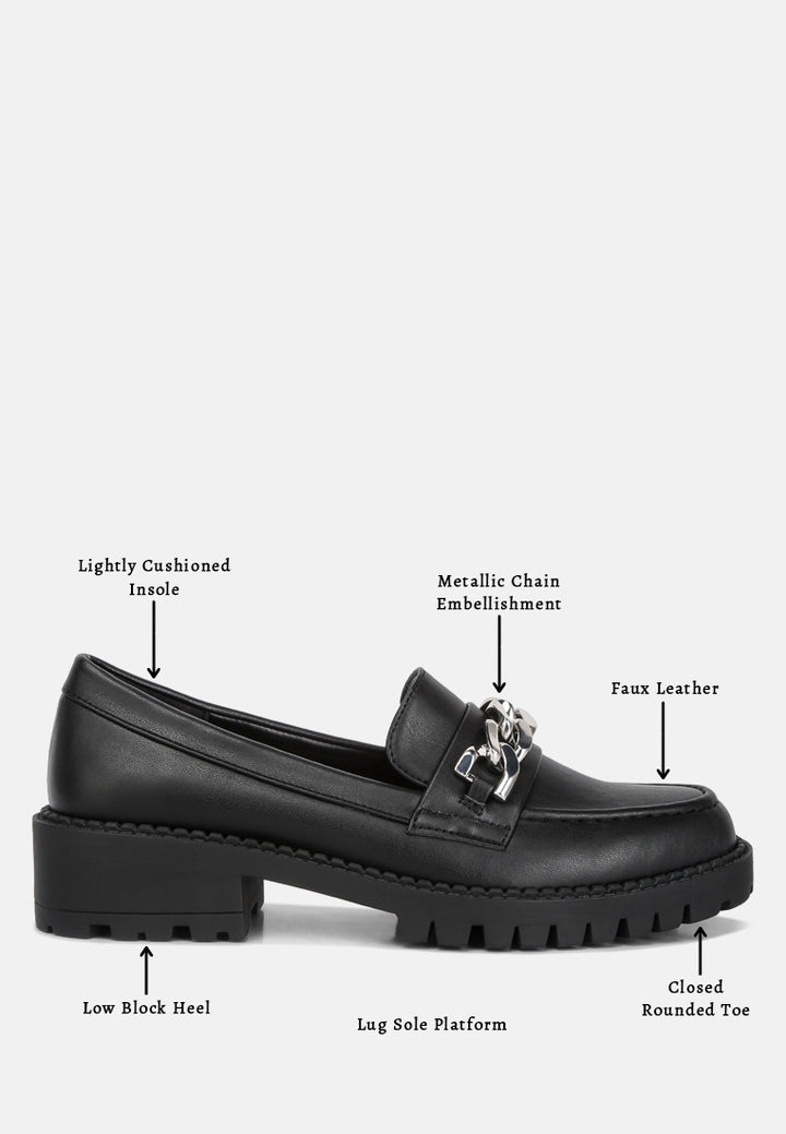 Women Chunky Block Heel Loafers