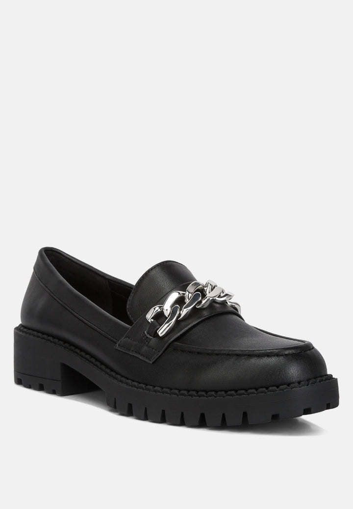 Women Chunky Block Heel Loafers