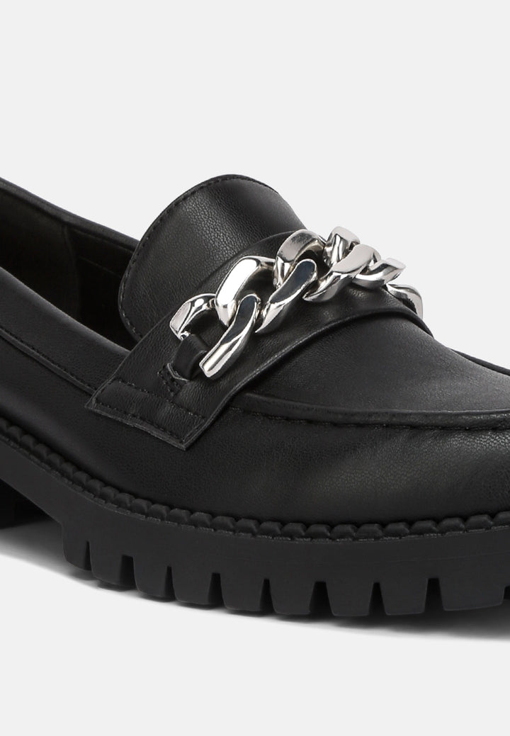 Women Chunky Block Heel Loafers