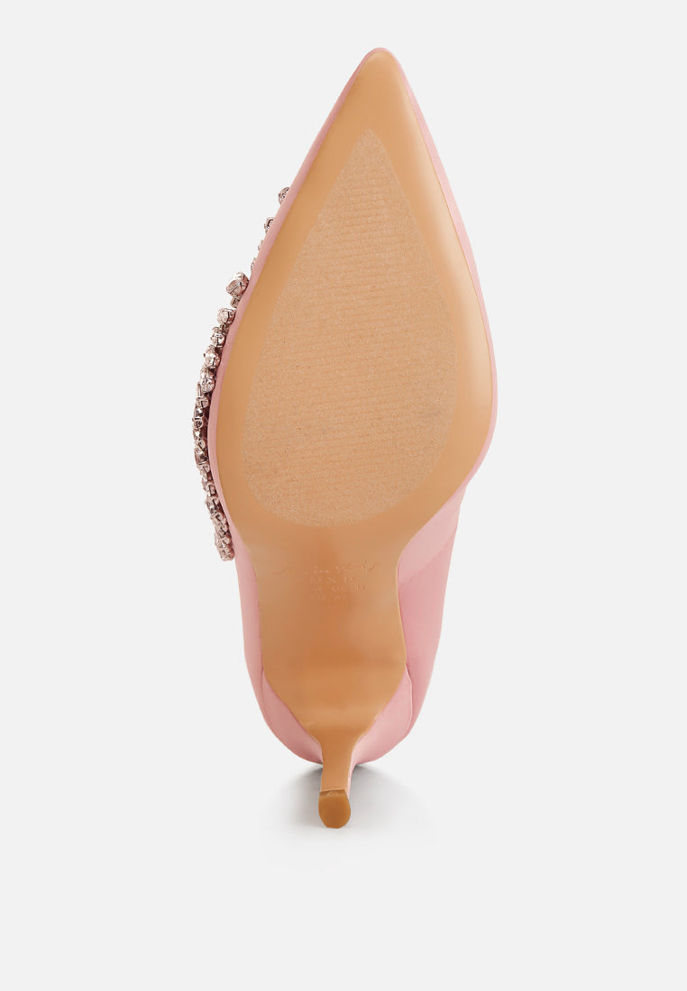 rhinestones embellished satin stiletto pumps#color_blush