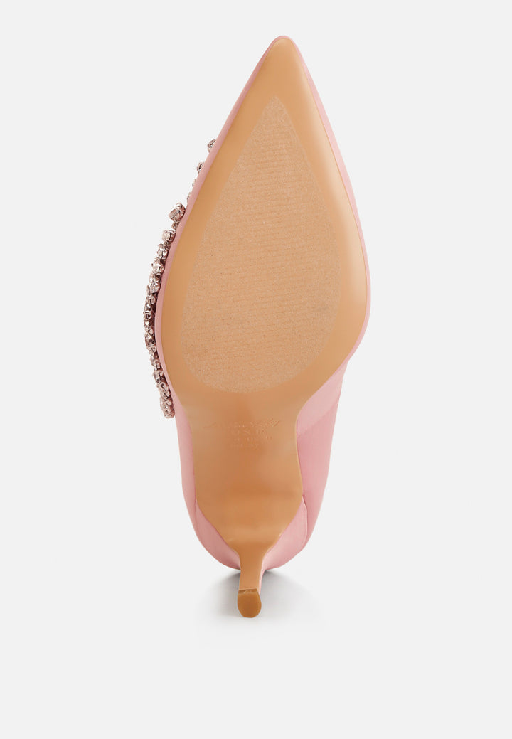 rhinestones embellished satin stiletto pumps#color_blush
