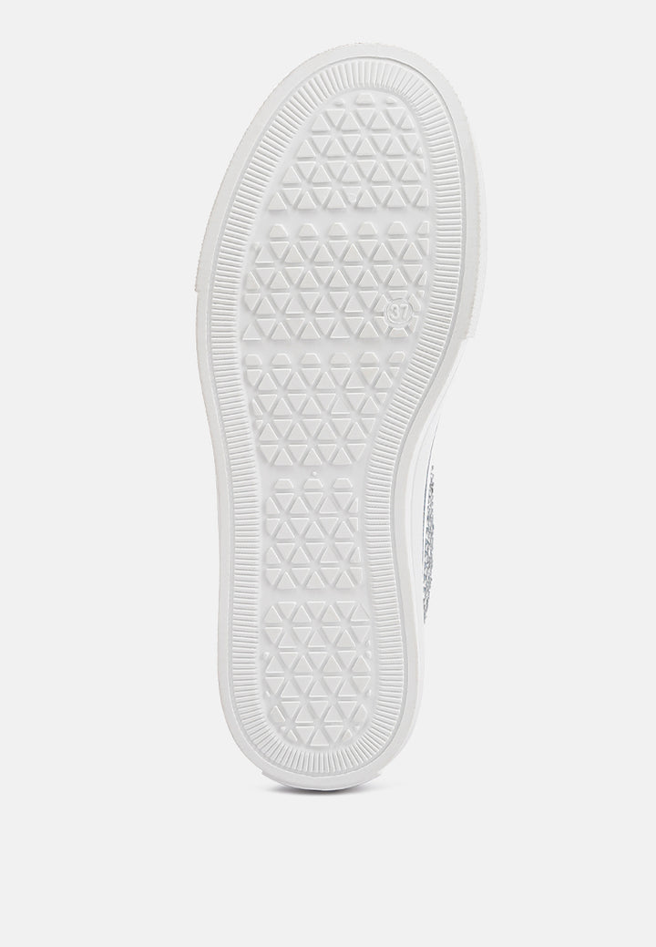 rhinestone embellished ankle-length sneakers#color_blue