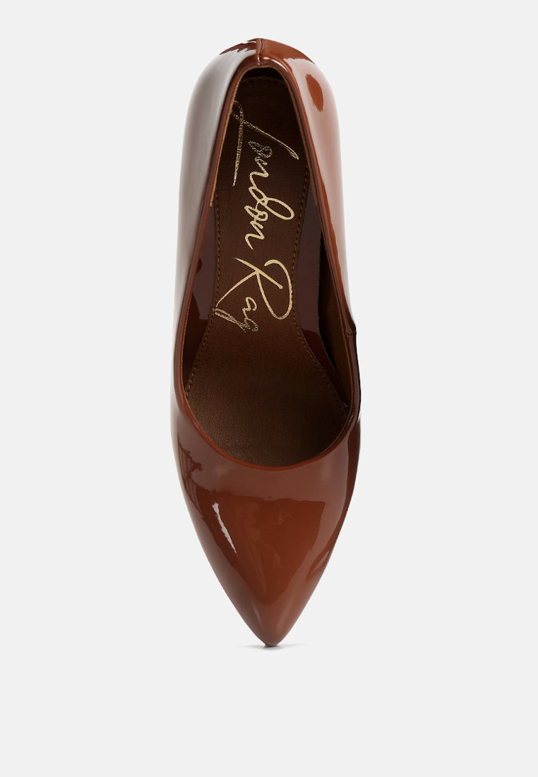 women pointed toe stiletto pumps#color_tan