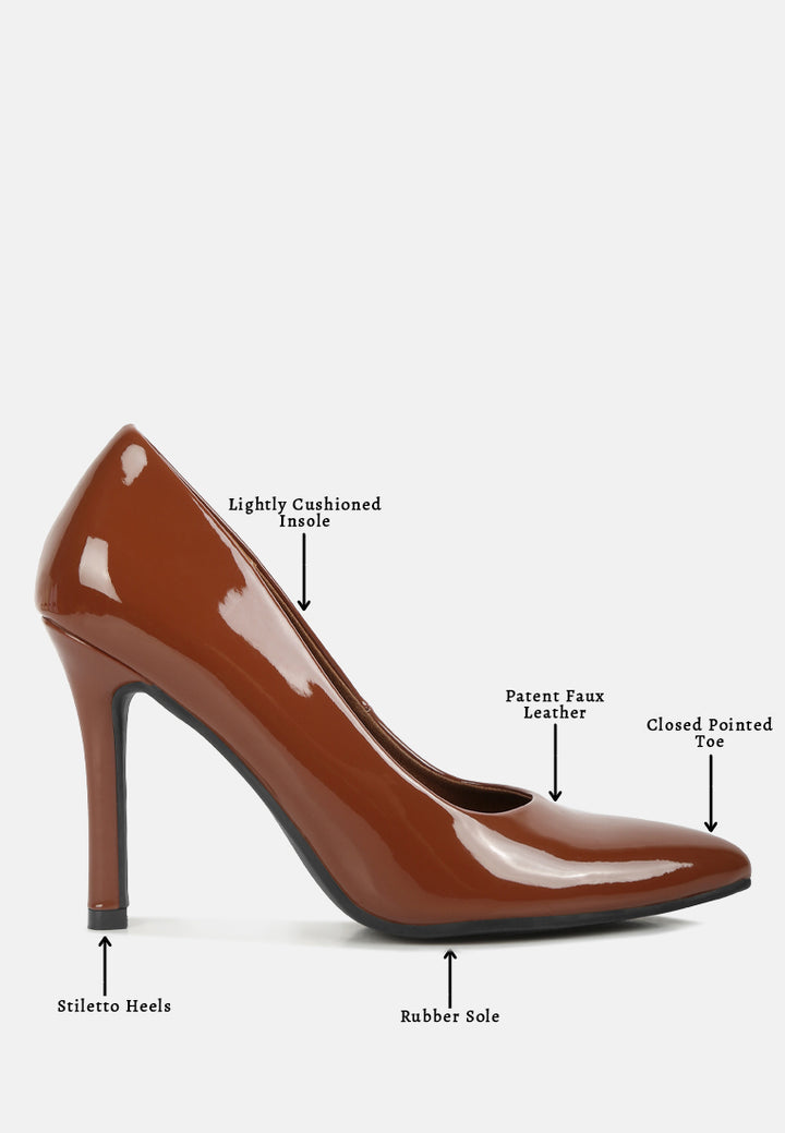 women pointed toe stiletto pumps#color_tan