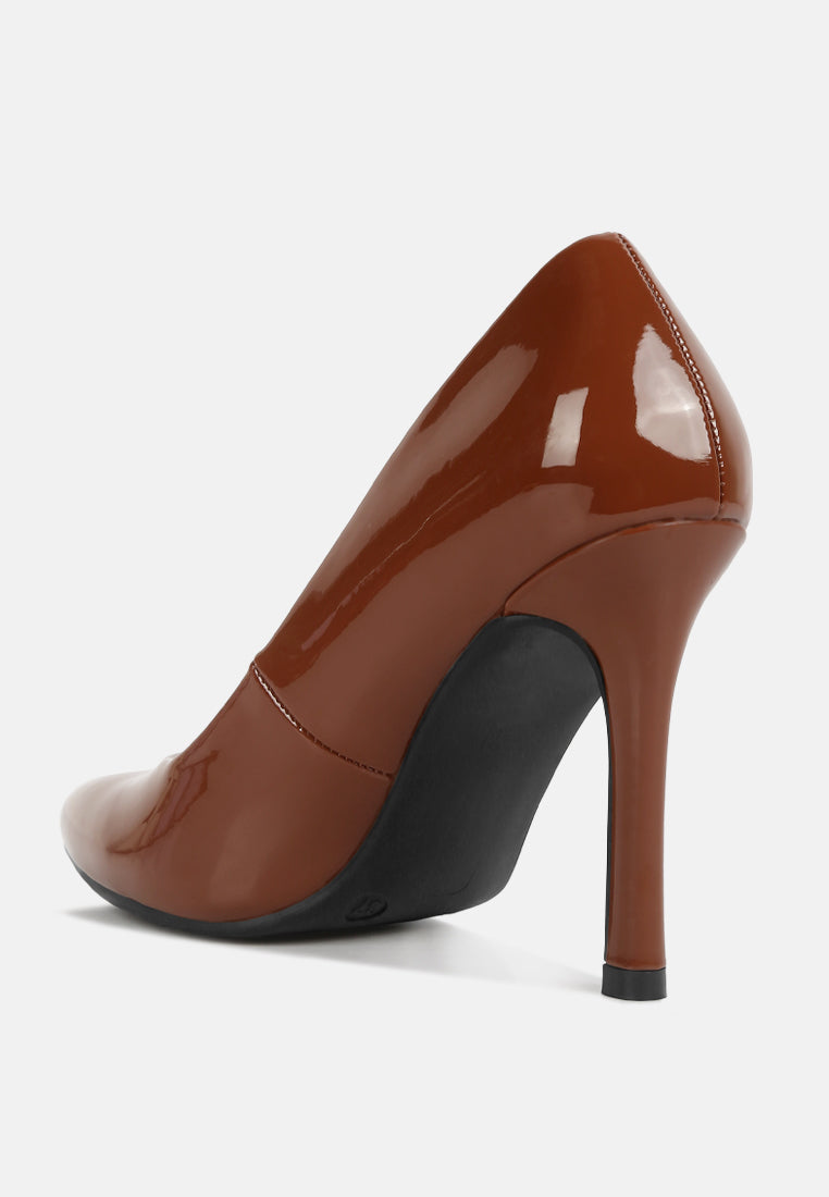 women pointed toe stiletto pumps#color_tan