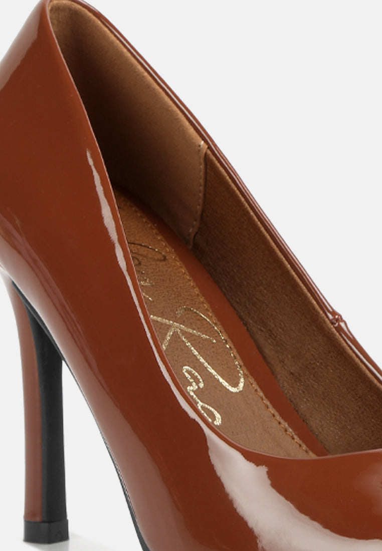 women pointed toe stiletto pumps#color_tan