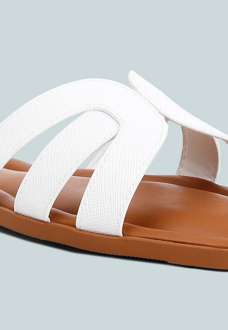 women faux leather flat sandals#color_white