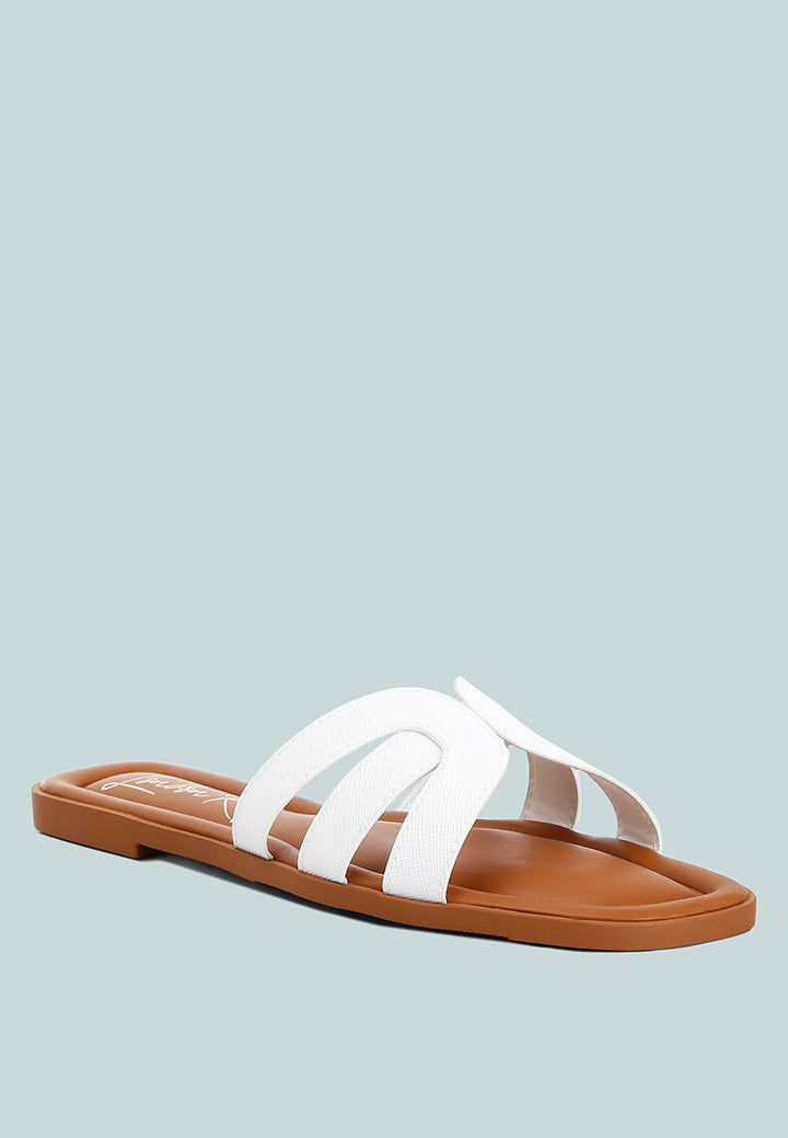 women faux leather flat sandals#color_white