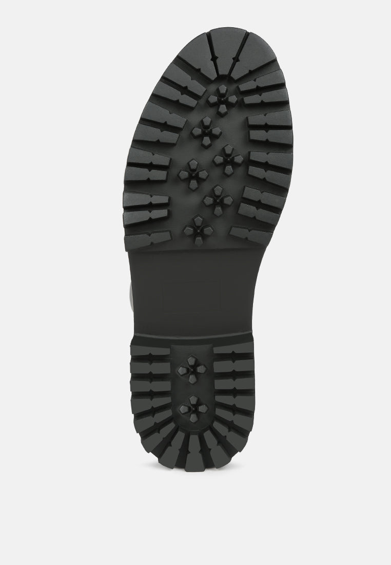 women round toe knee high platform boot#color_black