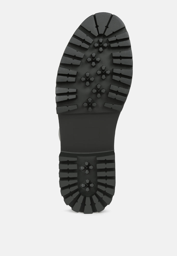 women round toe knee high platform boot#color_black