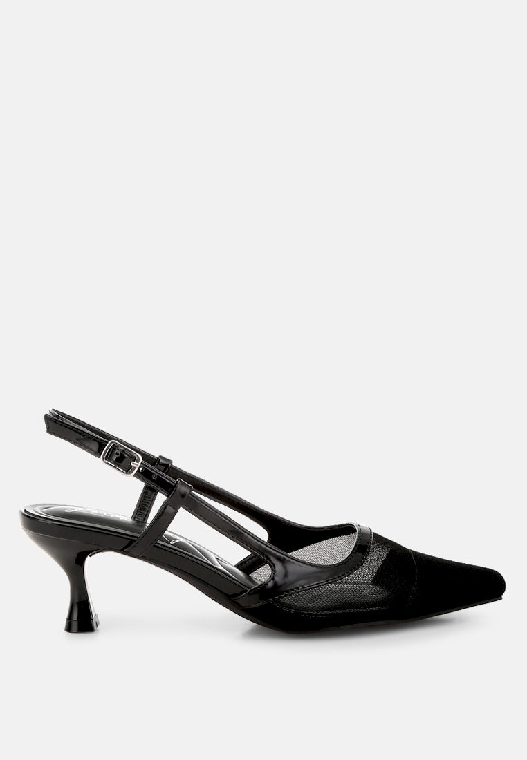 women kitten heel slingback sandals#color_black