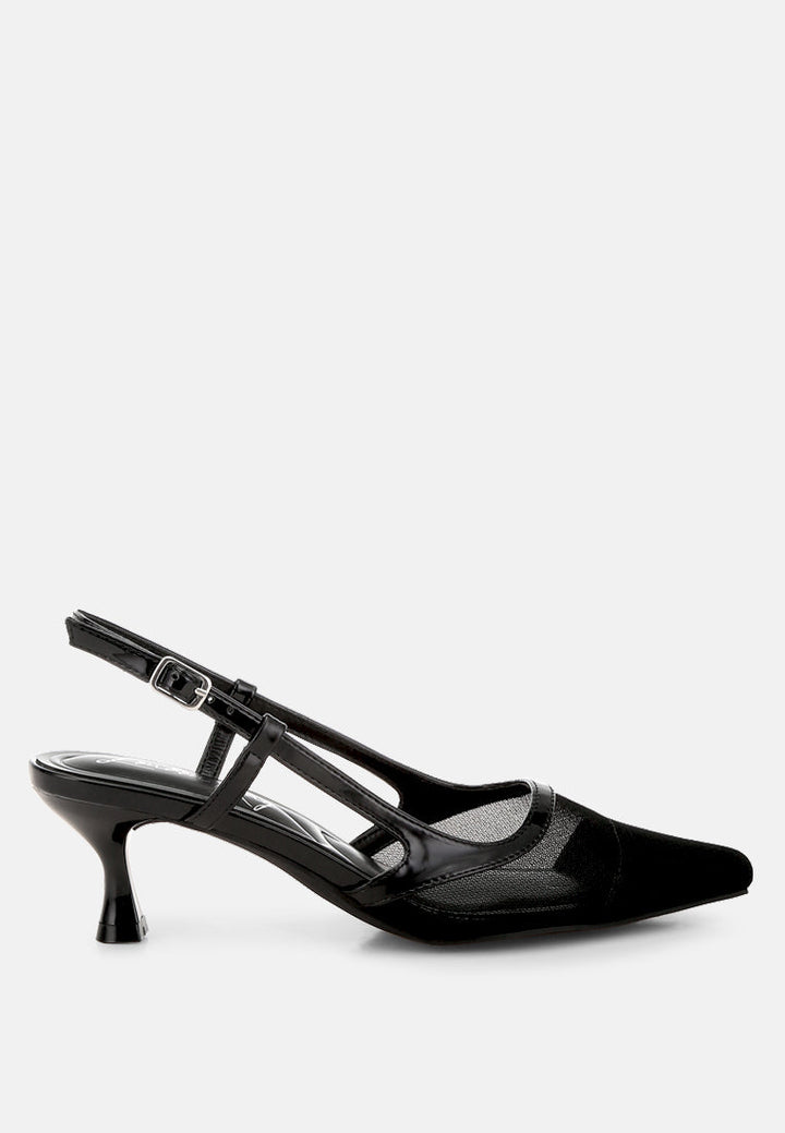 women kitten heel slingback sandals#color_black