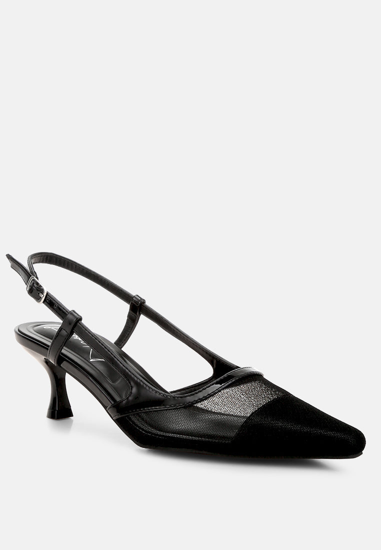 women kitten heel slingback sandals#color_black