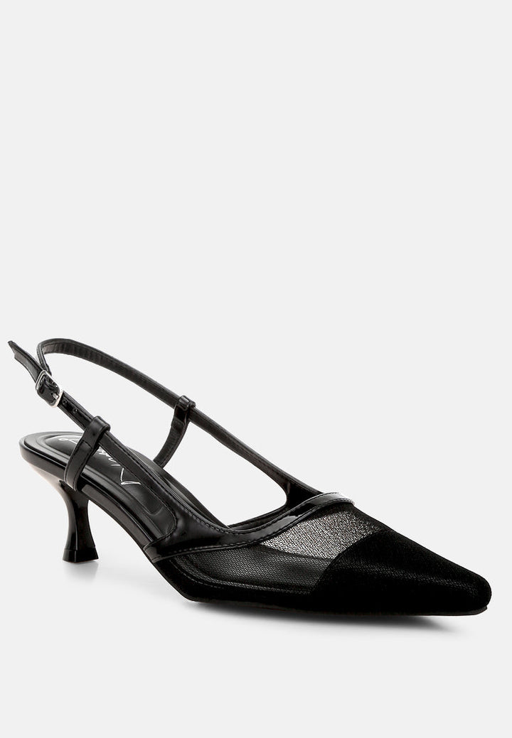 women kitten heel slingback sandals#color_black