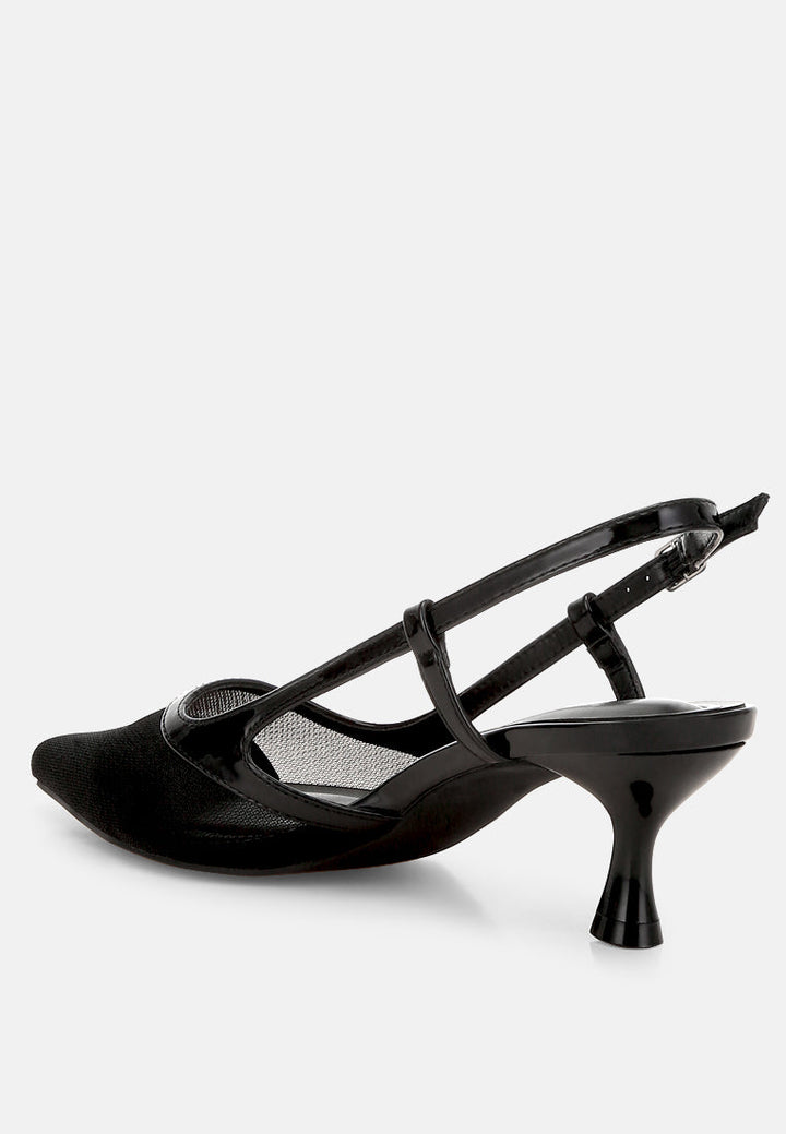 women kitten heel slingback sandals#color_black