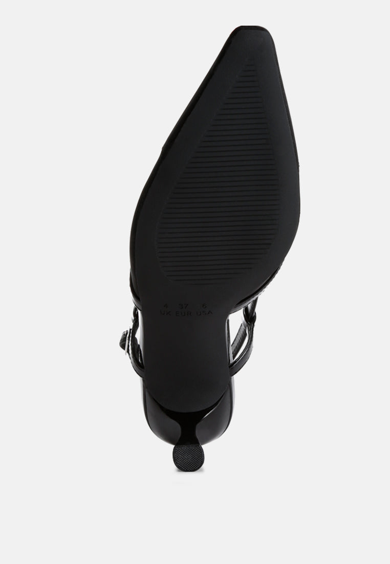 women kitten heel slingback sandals#color_black