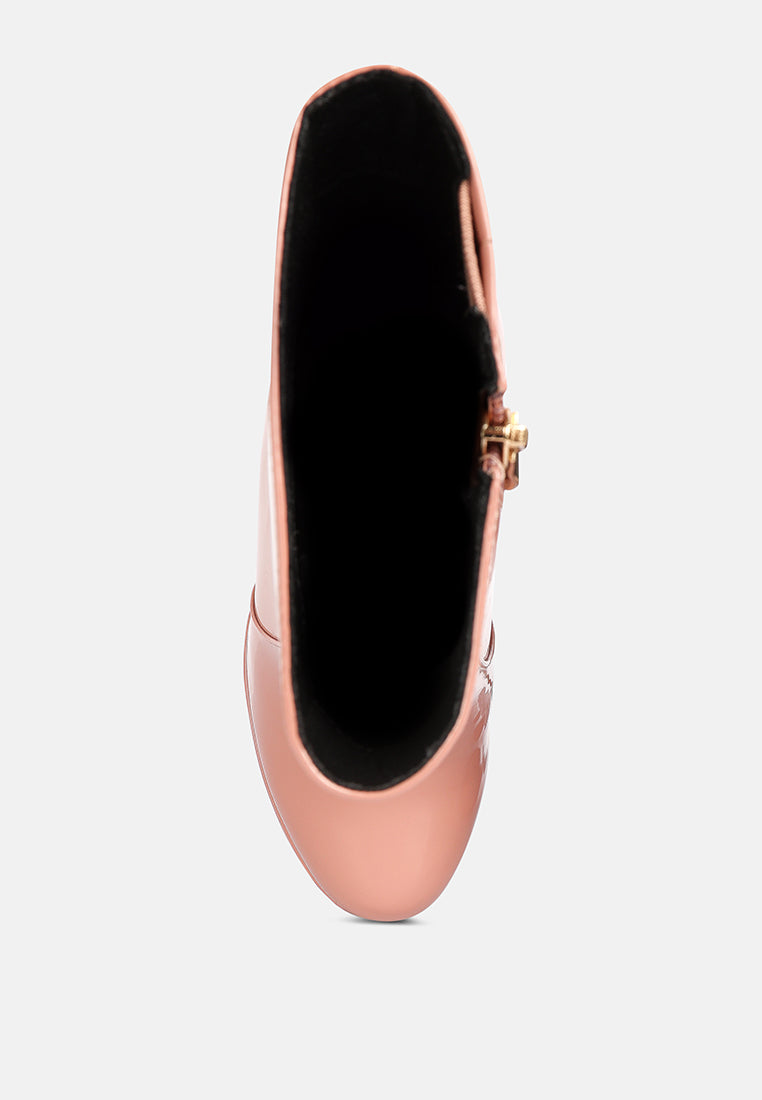 women high heel platform ankle boots#color_peach