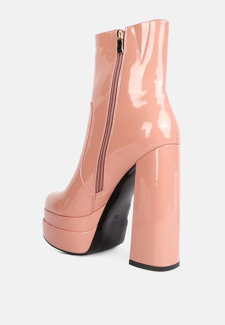 women high heel platform ankle boots#color_peach
