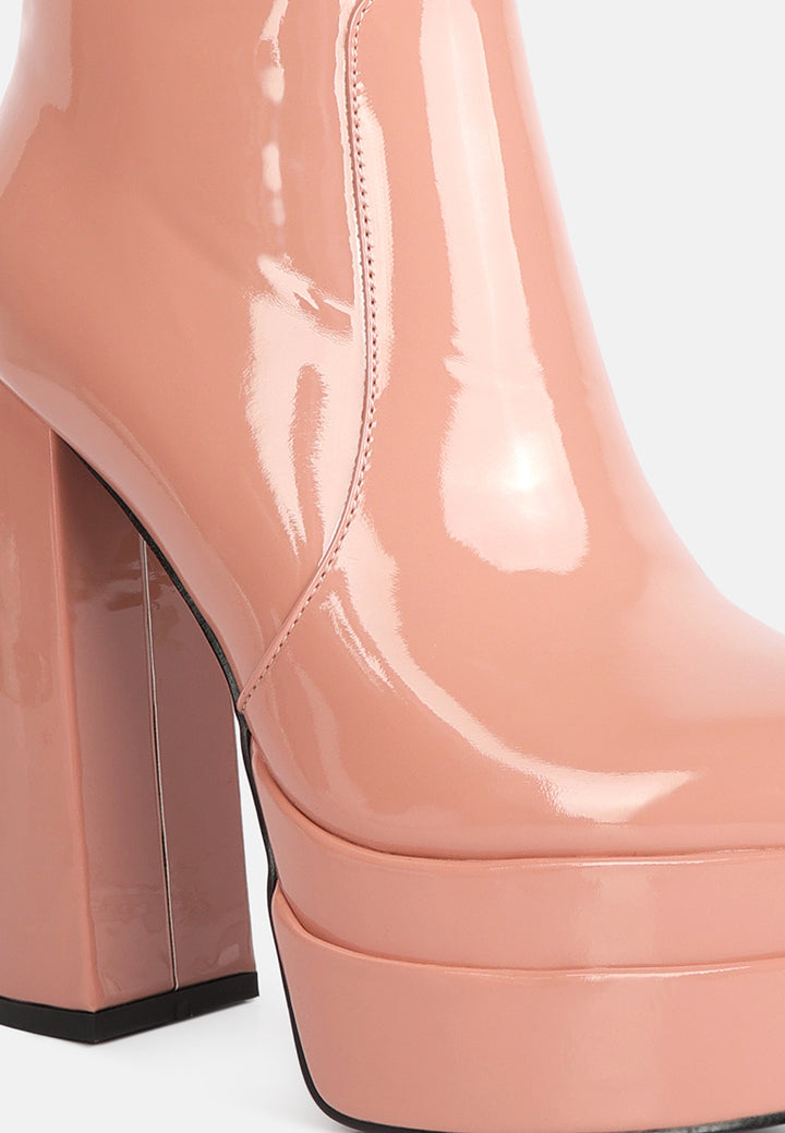 women high heel platform ankle boots#color_peach