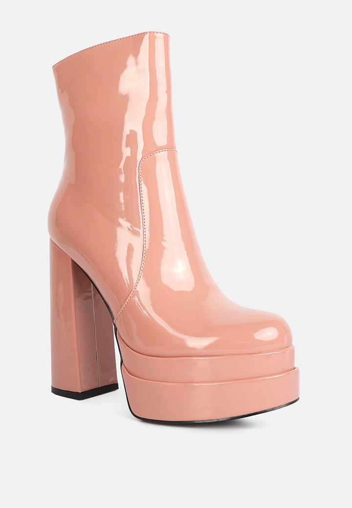 women high heel platform ankle boots#color_peach