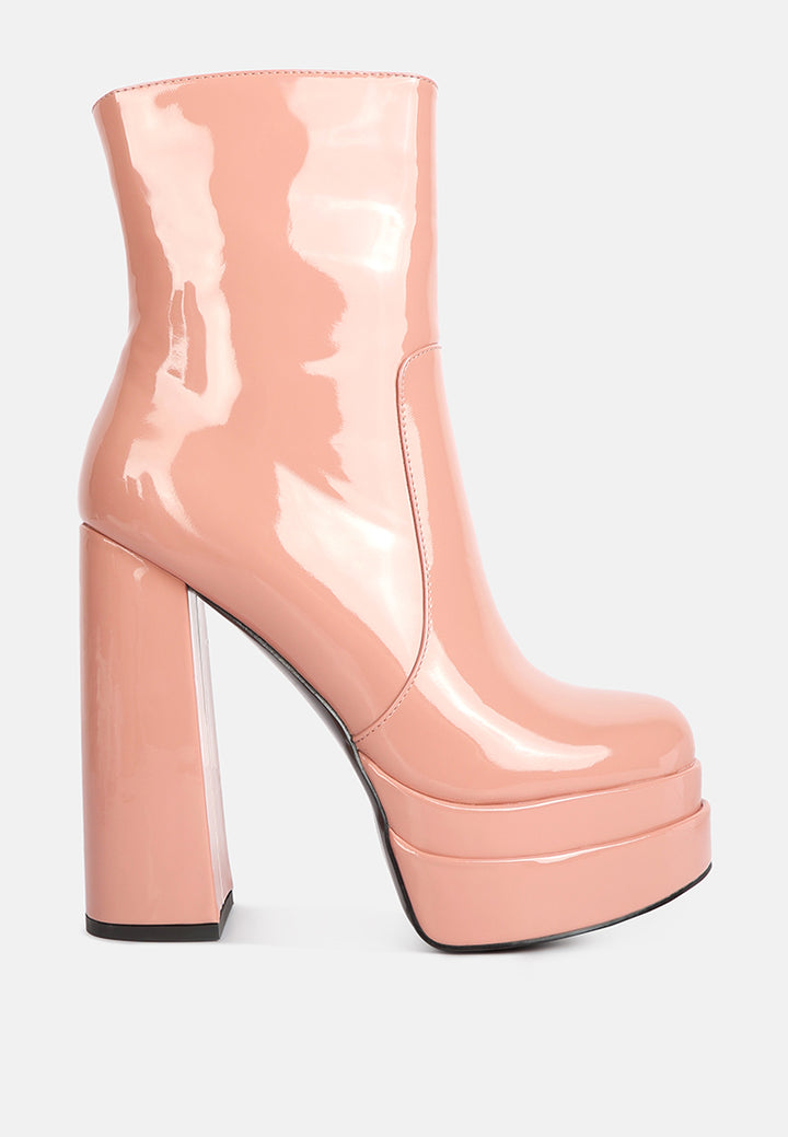 women high heel platform ankle boots#color_peach