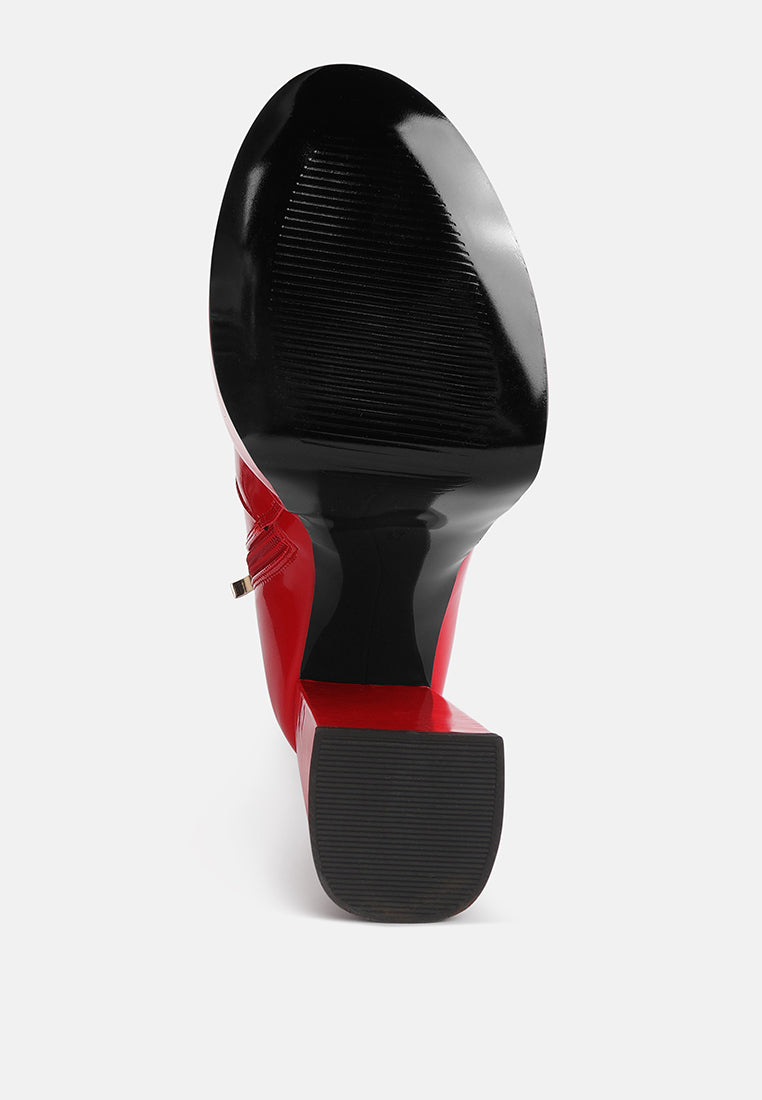 women high heel platform ankle boots#color_red