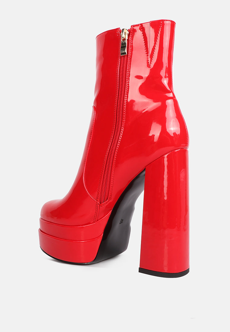women high heel platform ankle boots#color_red